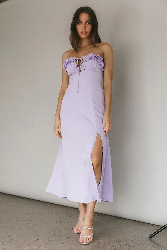 Empire Waist Women Dress to Accentuate the Bust and Conceal the WaistUnder The Sun Tied Bust Midi Dress Lilac