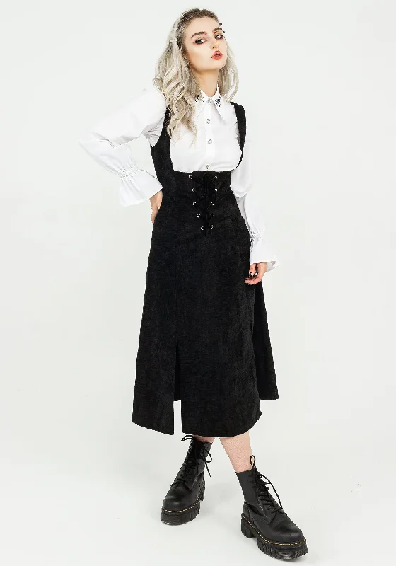 Plus Size Women Dress with a Flattering A - Line Cut for Comfort and StyleValar Lace Up Midi Pinafore Dress