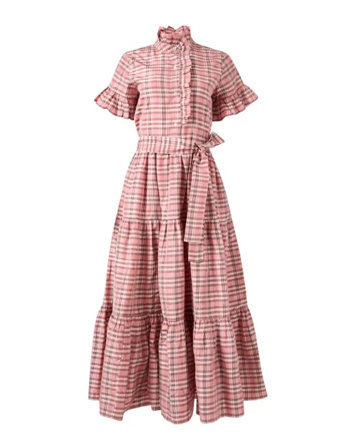 Halter Neck Women Dress to Show Off the Shoulders and NecklineVictoria Pink Plaid Ruffled Dress