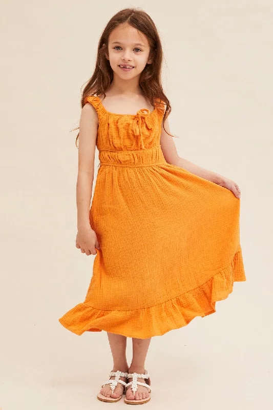 Halter Neck Women Dress to Show Off the Shoulders and NecklineYellow Kids Gathering Bust Midi Dress