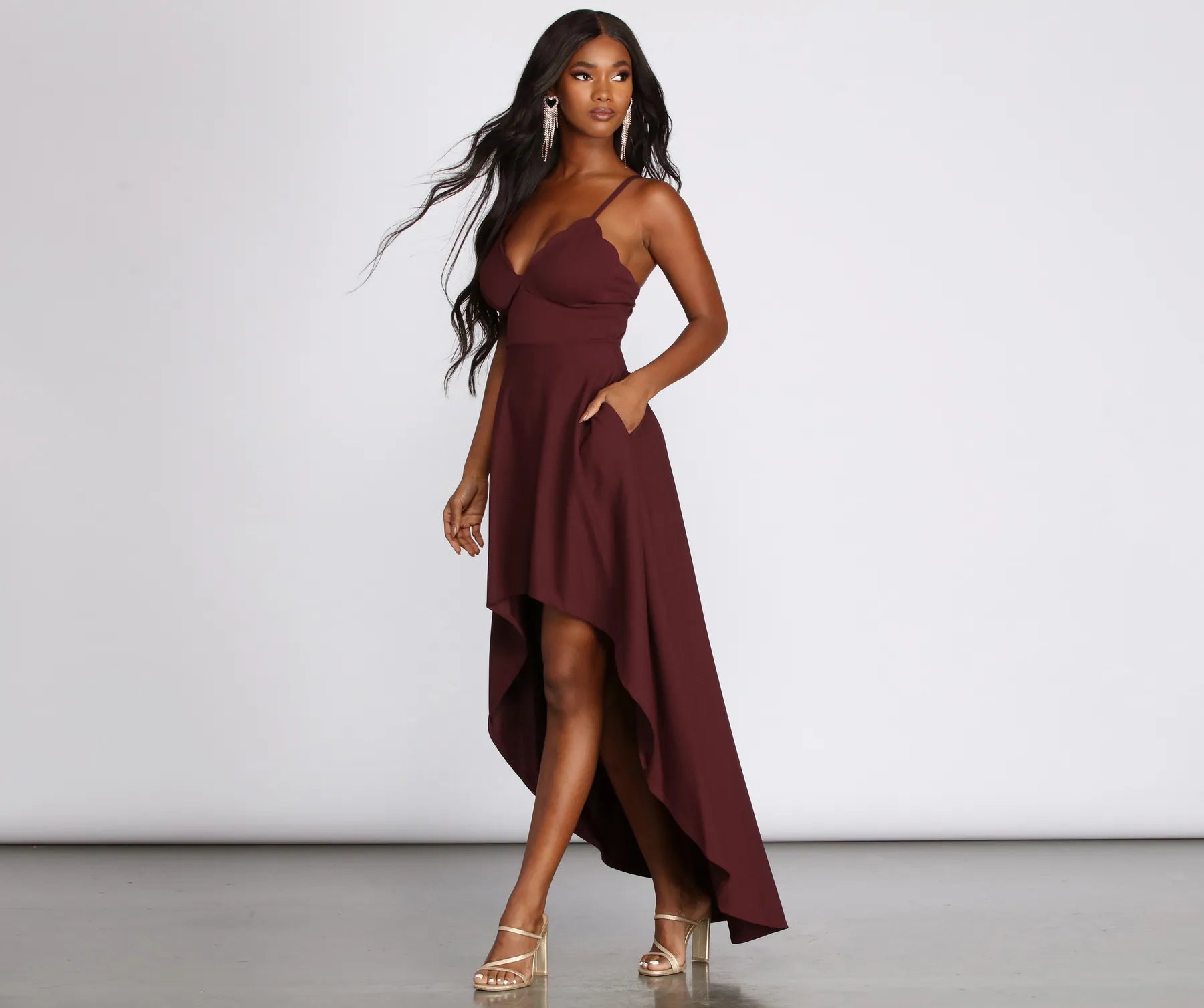 Off - the - Shoulder Women Dress for a Romantic and Feminine LookZara Scallop V High Low Dress