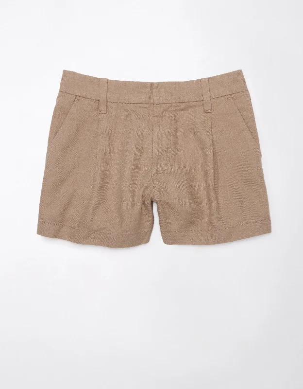 AE Dreamy Drape Linen-Blend High-Waisted Trouser Short