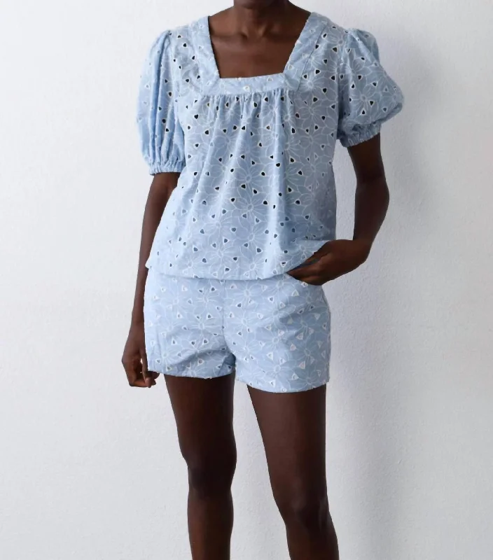 Amy Shorts In Blue Eyelet