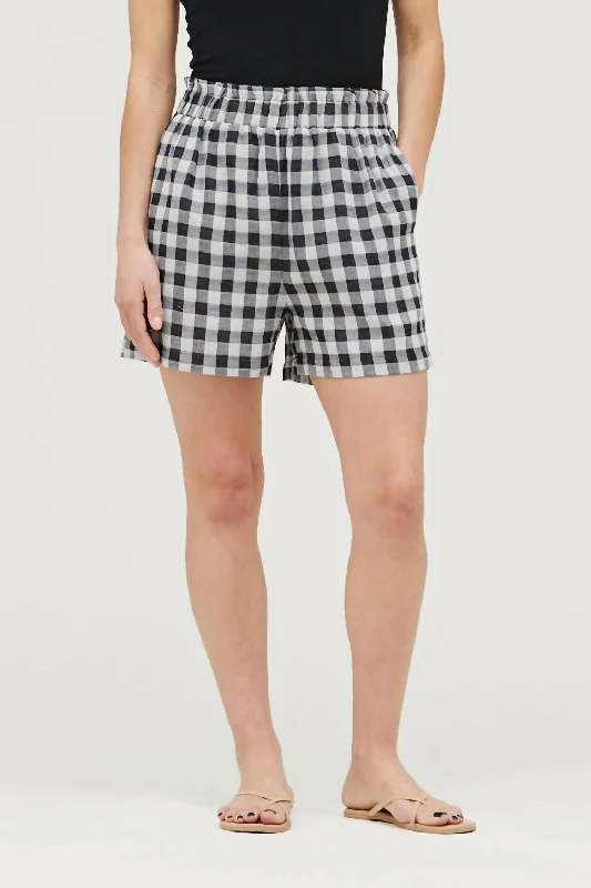 Cotton Gingham Short In Black