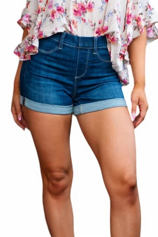 Denim Shorts With Cuff In Dark