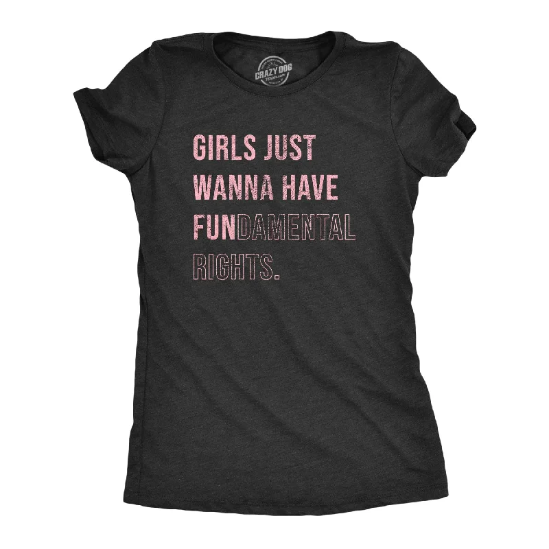 Ringer T Shirt Women with Retro - Inspired StripesGirls Just Wanna Have Fundamental Rights Women's T Shirt