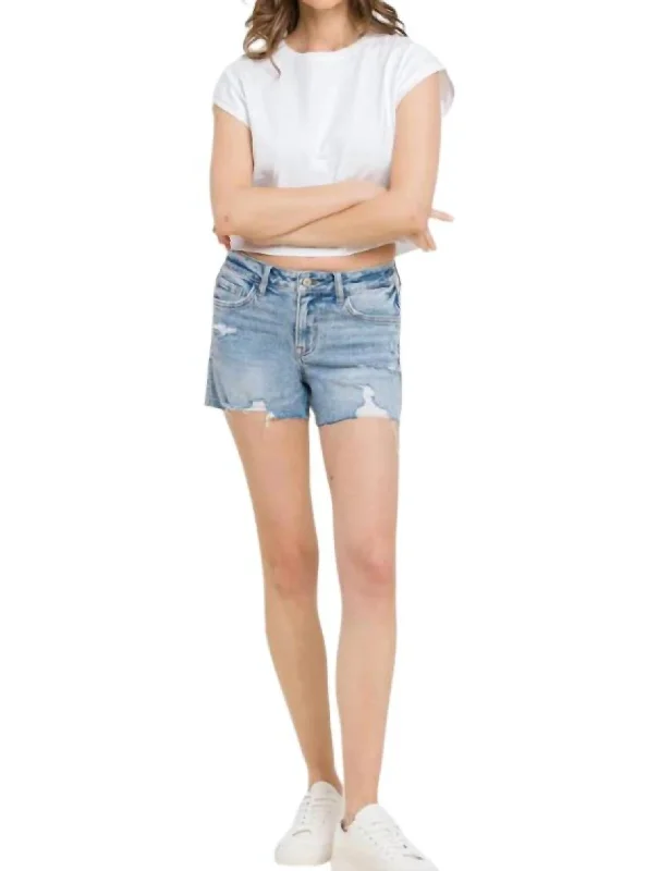 Mid Rise Holly Shorts - Plus In Light Denim