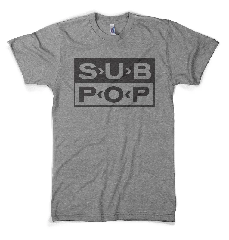 Puff Sleeve Women T Shirt for a Fashion - Forward LookSub Pop Logo Athletic Grey w/ Black Shirt