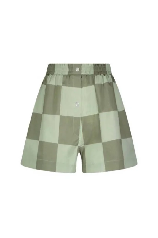 Women's Boxer Short In Sage Checkerboard