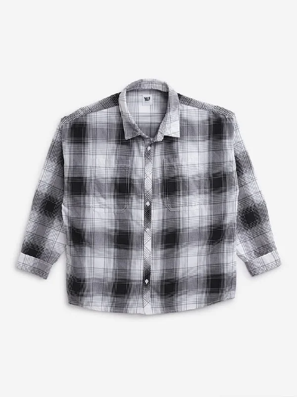 Y&F Kids Black Checkered Shirt