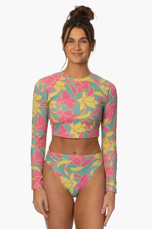 Bikini women swimwear with adjustable straps for a customized fitMoana Long Sleeved Crop Rashie - Treasure Island