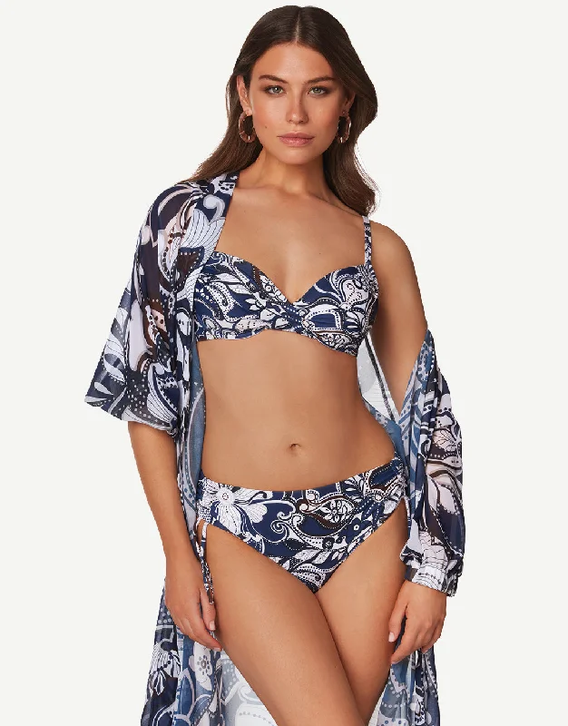 Convertible women swimwear that can be worn in multiple styles for versatilityCachemire Underwired Bikini Set - Blue and White Floral