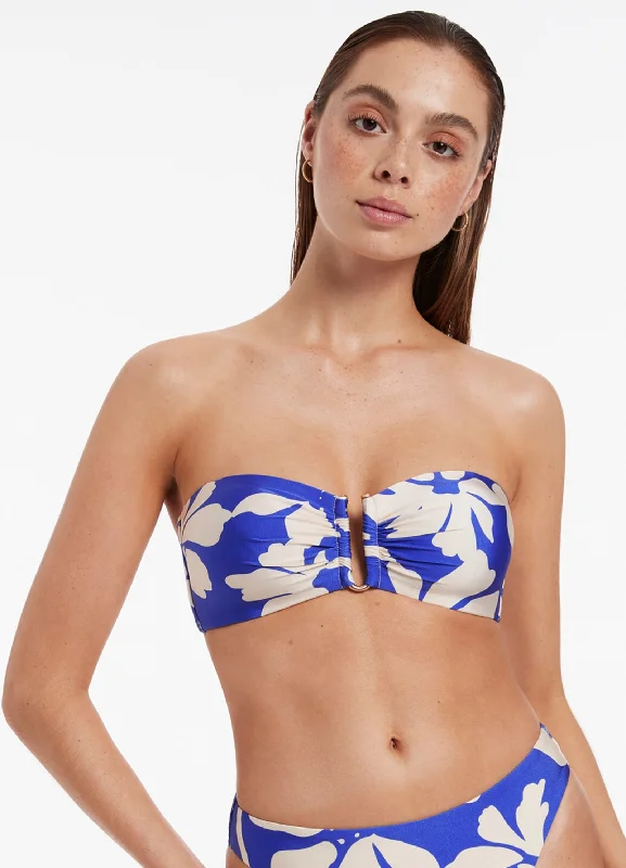 One - piece women swimwear with cut - outs for a stylish and modern appealEmporio Bandeau Top - Sapphire