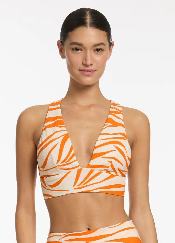 One - piece women swimwear with cut - outs for a stylish and modern appealFine Lines Soft Triangle Bikini Top - Papaya