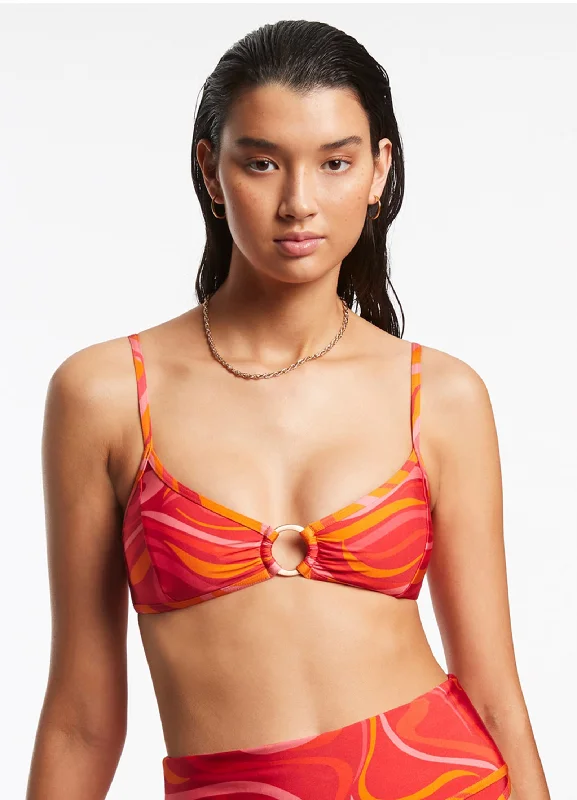 Neon - colored women swimwear to stand out on the beachVortici Trim Bralette - Cherry