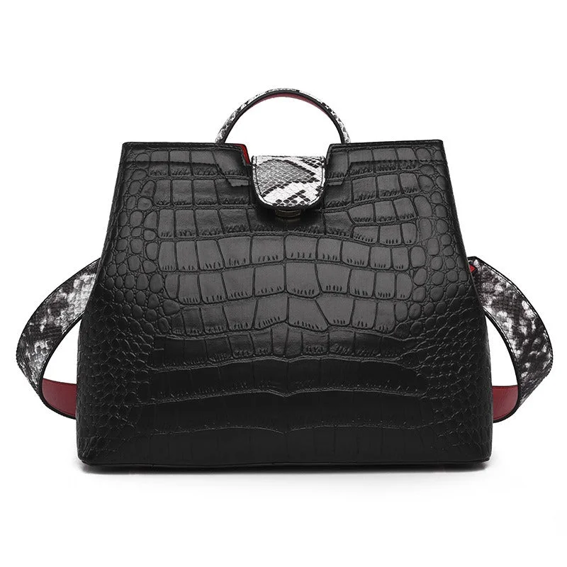 Embossed Crocodile Pattern PU Leather Handbag