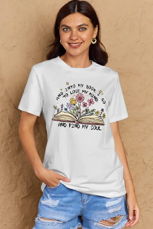 Book & Flower Graphic Cotton Tee