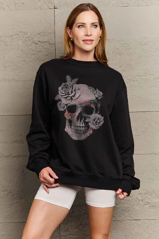 Dropped Shoulder SKULL Graphic Sweatshirt