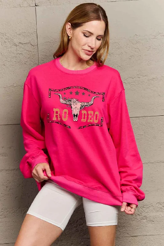 Round Neck Dropped Shoulder RODEO Graphic Sweatshirt